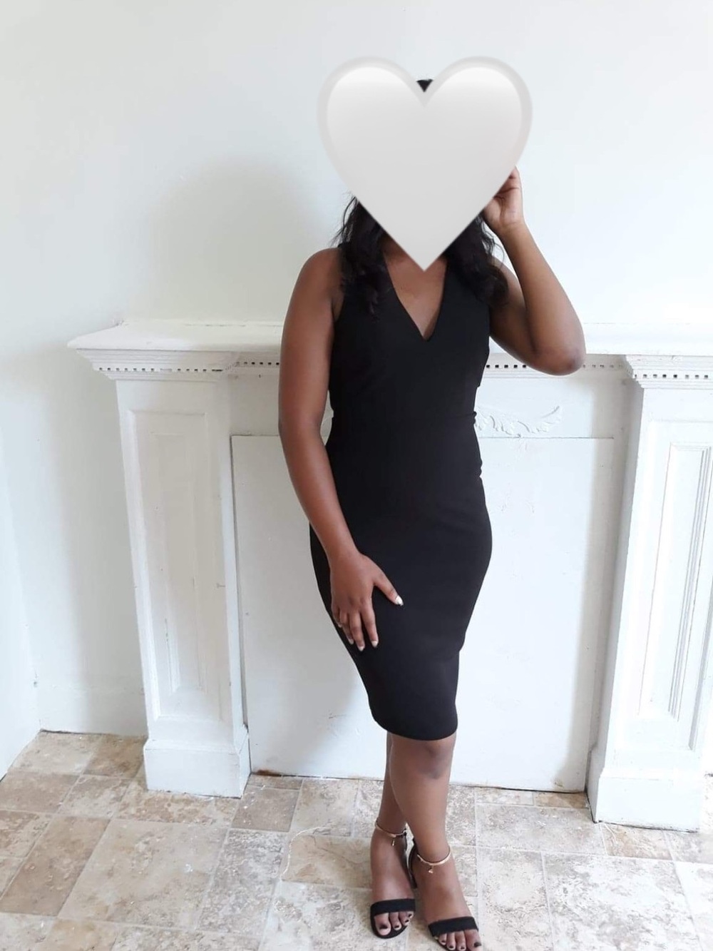 Lulu's Sleek Black V-Neck Midi Sheath Dress